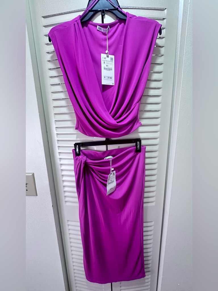Zara Fuchsia Draped Two-Piece Set